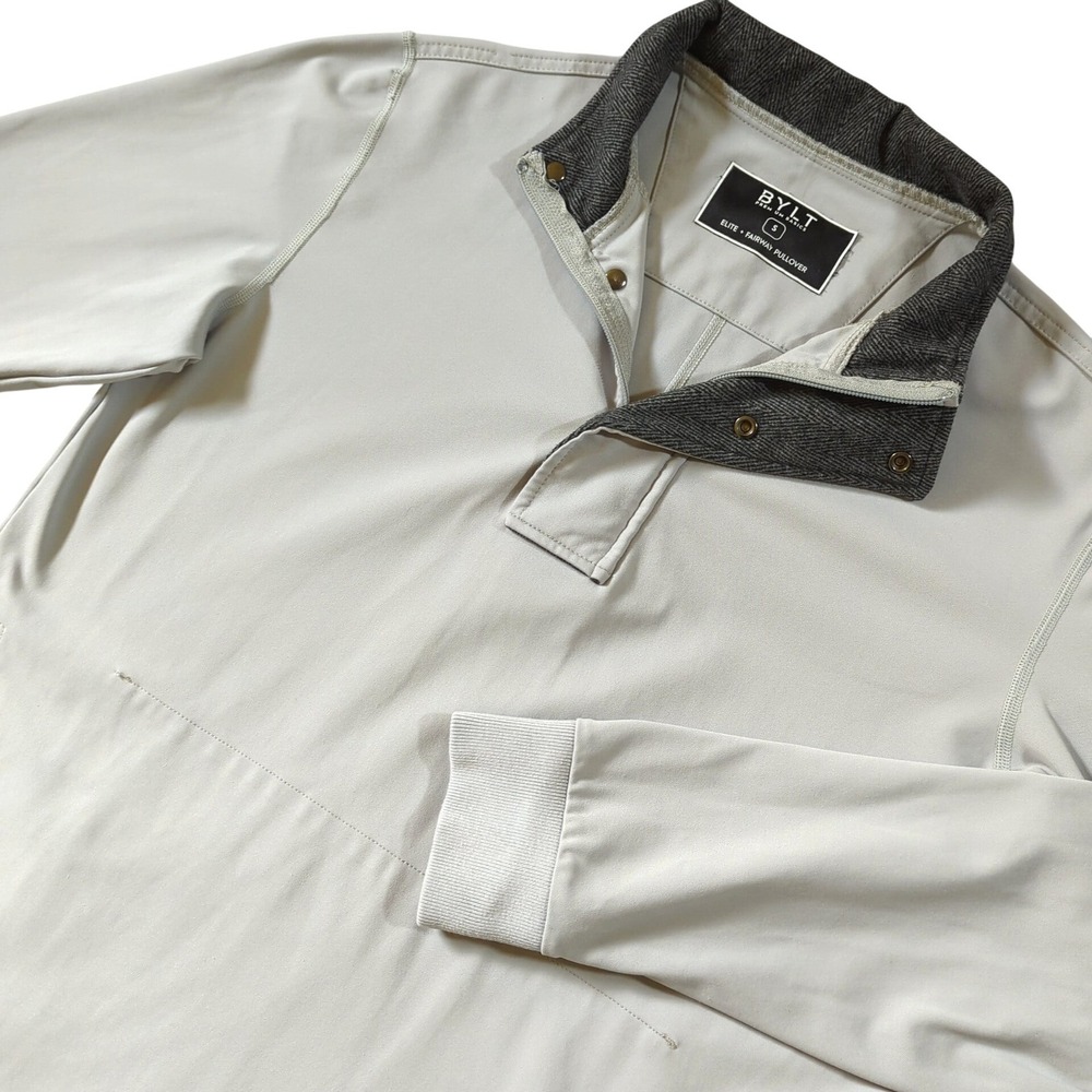 BYLT Elite Fairway Pullover Mens Small Gray Performance Golf Snap Neck Shirt